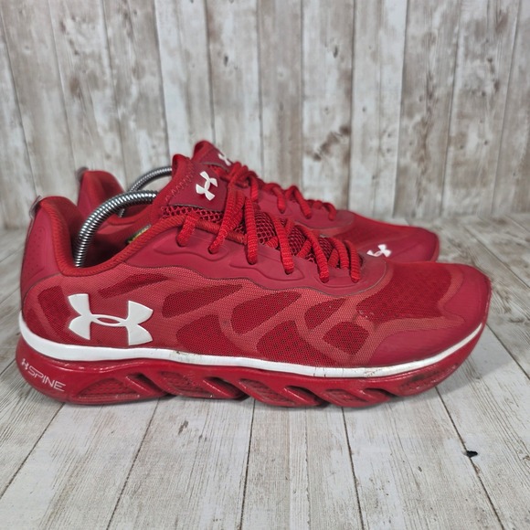 Under Armour Spine Running Shoes Mens Size 11 Red White Athletic Sneakers - Picture 1 of 8
